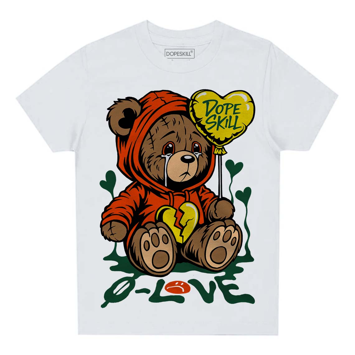 Dunk Low Team Dark Green Orange DopeSkill Toddler Kids T-shirt Broken Bear Graphic Streetwear - White 