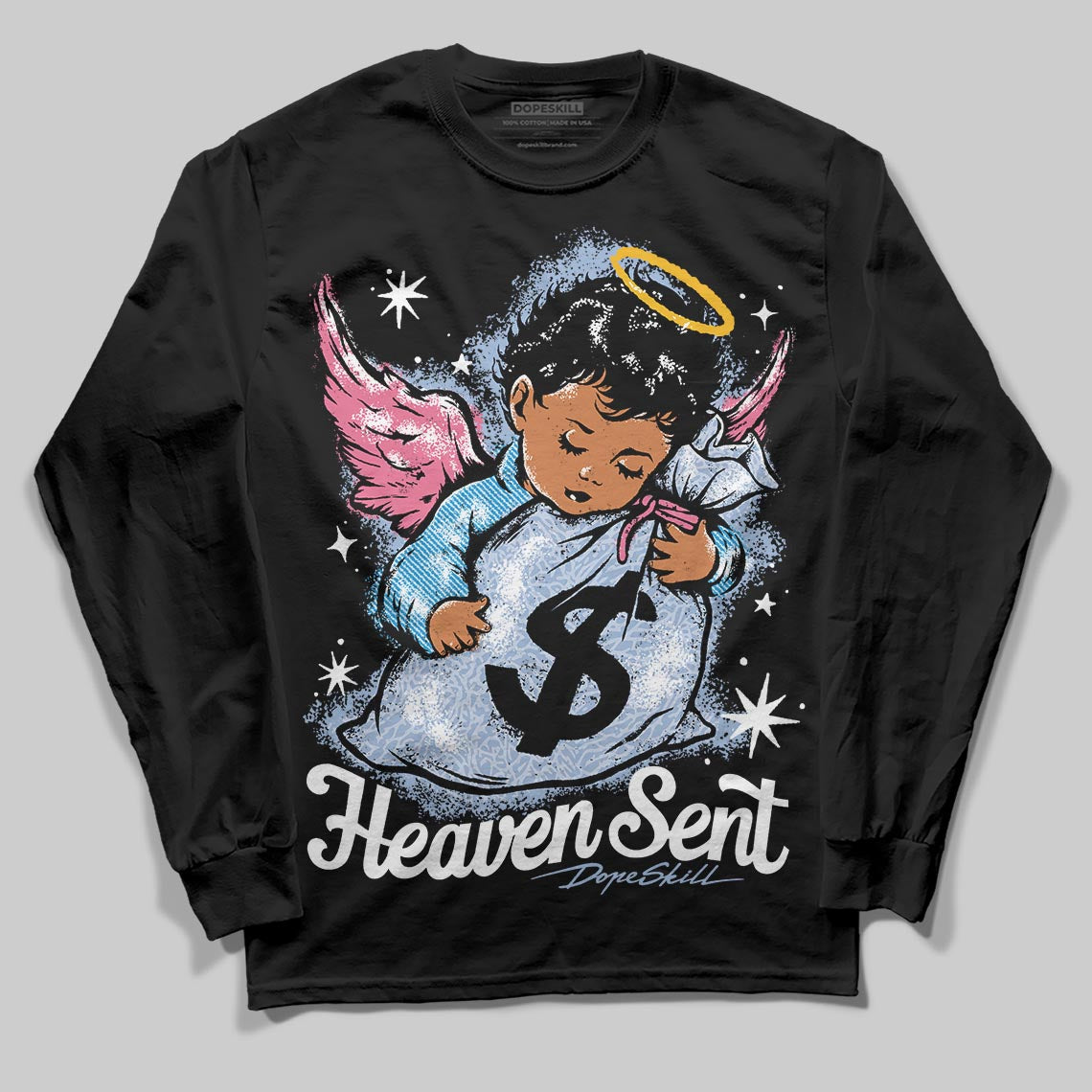 Jordan 3 GS “Cobalt Bliss” DopeSkill Long Sleeve T-Shirt Heaven Sent Graphic Streetwear - black