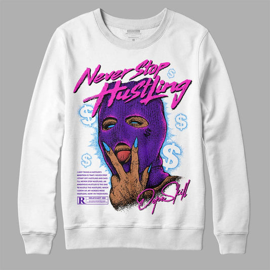 Jordan 13 Court Purple DopeSkill Sweatshirt Never Stop Hustling Graphic Streetwear - White 