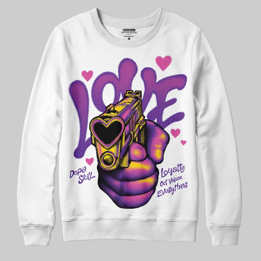 PURPLE Sneakers DopeSkill Sweatshirt Love Shot Graphic Streetwear - Black