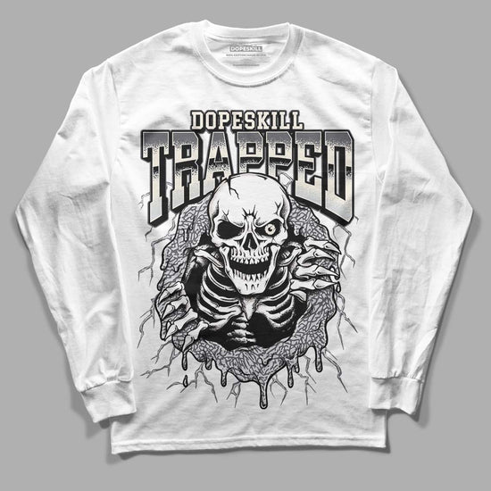 Jordan 1 Retro Low OG Black Cement DopeSkill Long Sleeve T-Shirt Trapped Halloween Graphic Streetwear - White