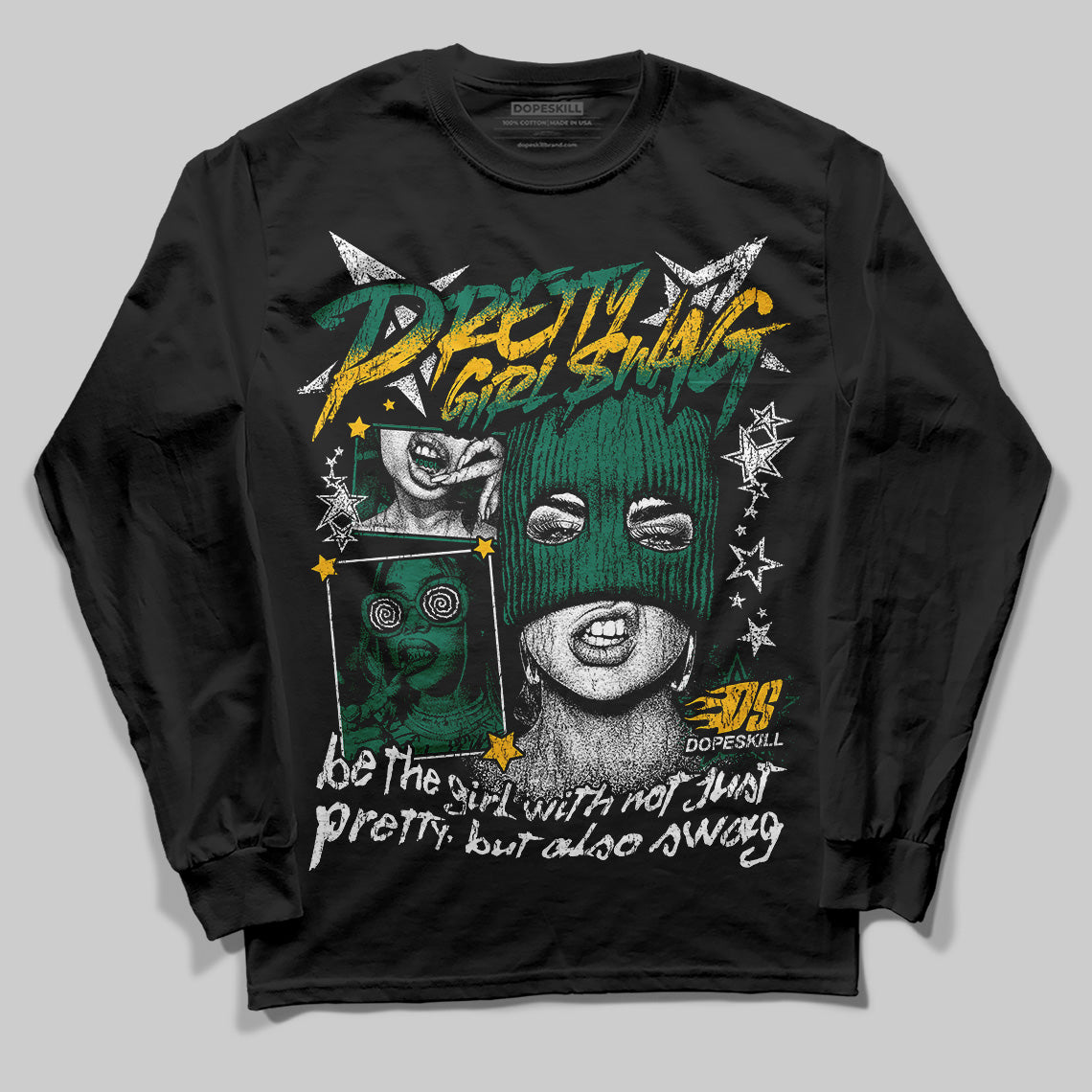 Jordan 4 Retro Oxidized Green DopeSkill Long Sleeve T-Shirt Pretty Girl Swag Graphic Streetwear - Black