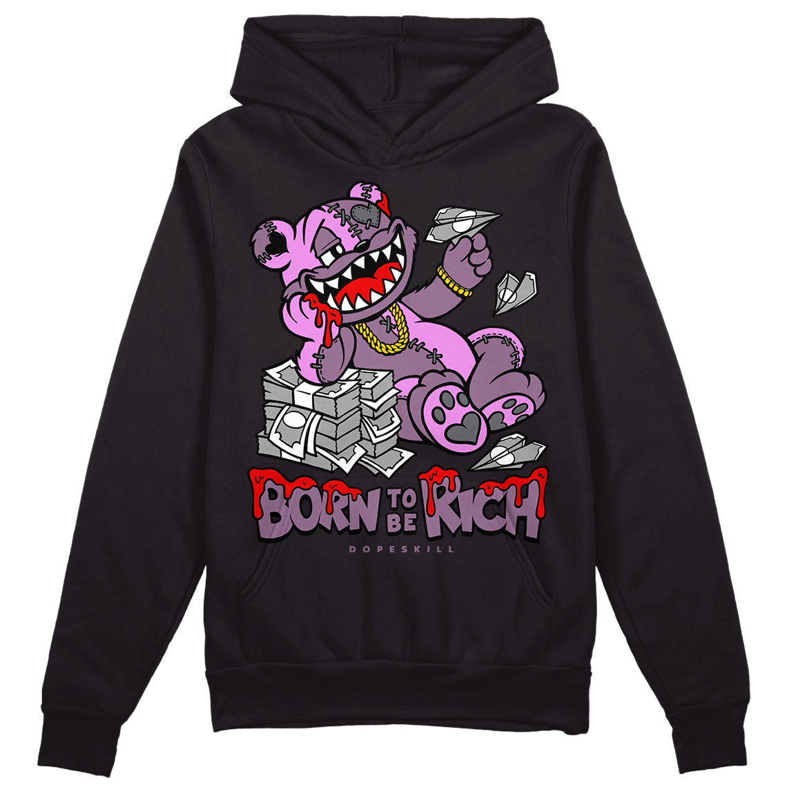 Jordan 2 “Mauve/Off-Noir” DopeSkill Hoodie Sweatshirt Born To Be Rich Graphic Streetwear - Black