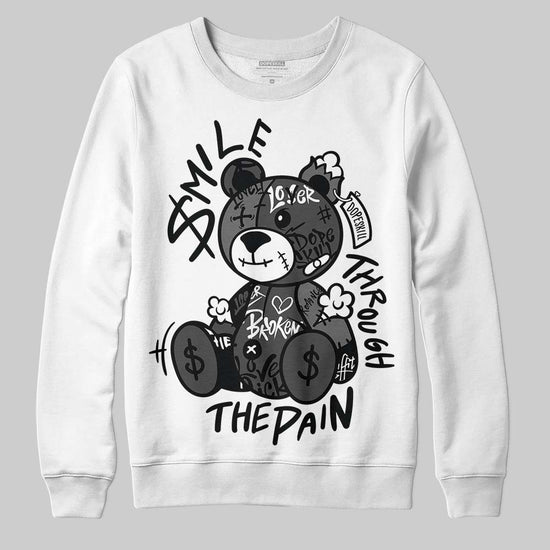 Jordan 4 “Black Cat” (2025) DopeSkill Sweatshirt Smile Through The Pain Graphic Streetwear - White