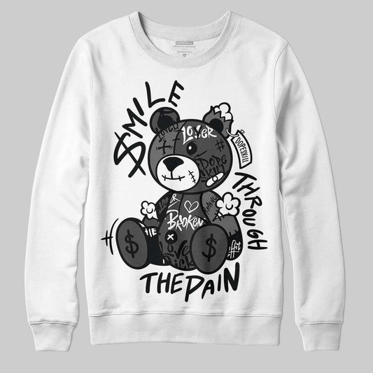 Jordan 4 “Black Cat” (2025) DopeSkill Sweatshirt Smile Through The Pain Graphic Streetwear - White