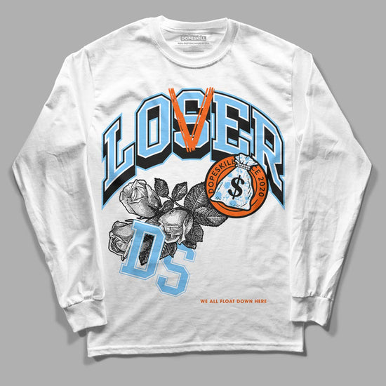 Dunk Low Futura University Blue DopeSkill Long Sleeve T-Shirt Loser Lover Graphic Streetwear - White