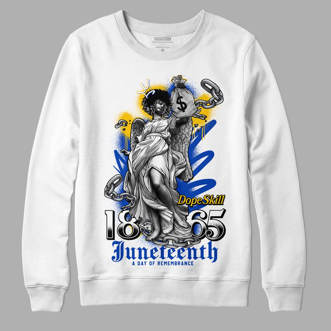 Jordan 14 “Laney” DopeSkill Sweatshirt Juneteenth Graphic Streetwear - White