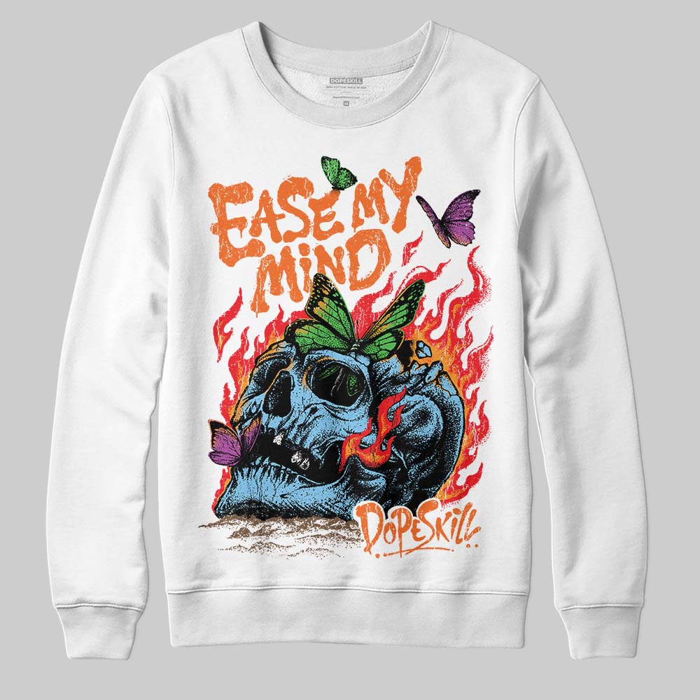 Orange, Black and White Sneakers DopeSkill Sweatshirt Ease My Mind Graphic Streetwear - White