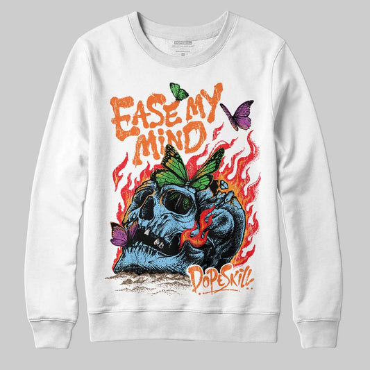 Orange, Black and White Sneakers DopeSkill Sweatshirt Ease My Mind Graphic Streetwear - White