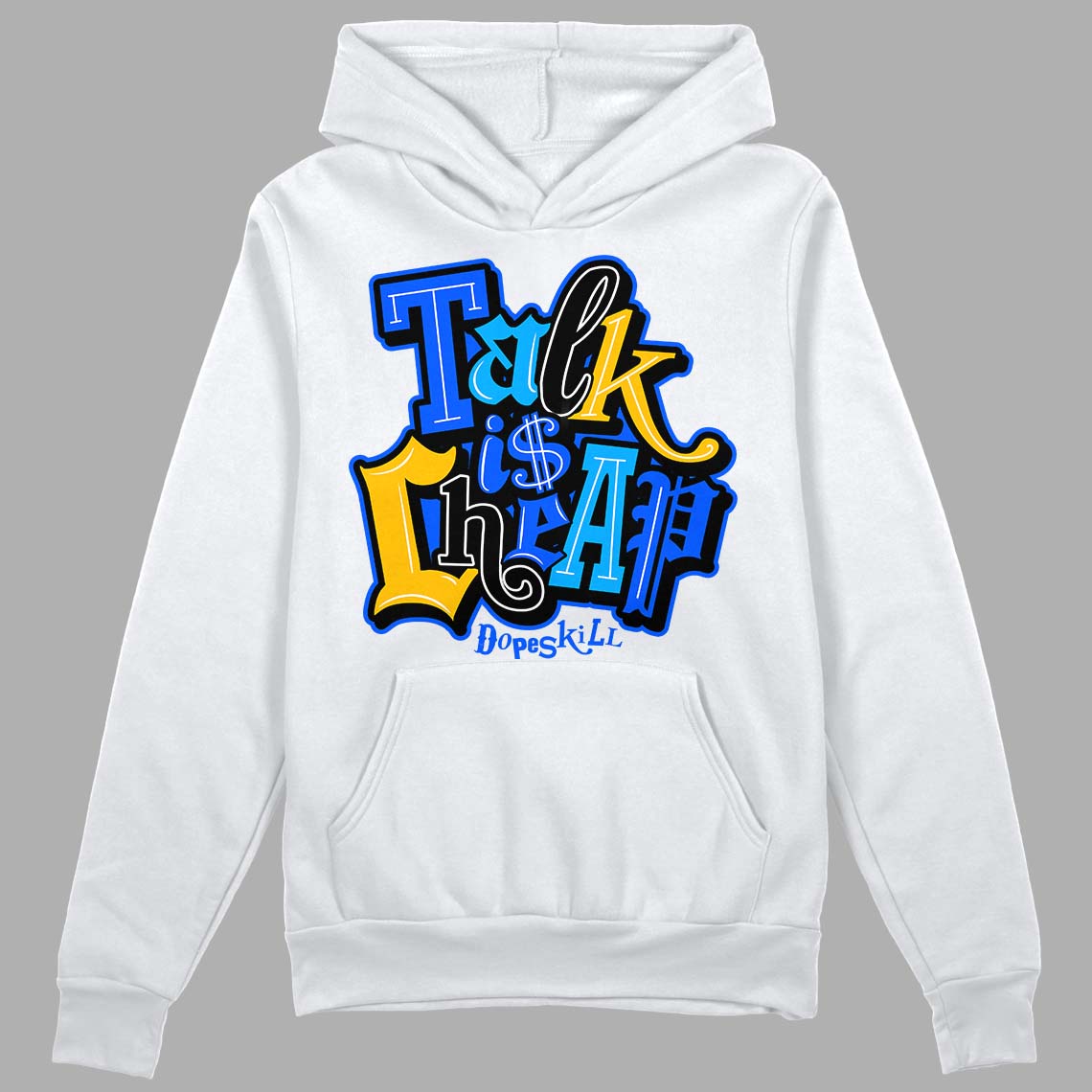 Royal Blue Sneakers DopeSkill Hoodie Sweatshirt Talk Is Chip Graphic Streetwear - White