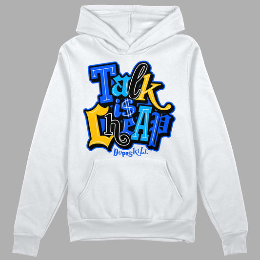 Royal Blue Sneakers DopeSkill Hoodie Sweatshirt Talk Is Chip Graphic Streetwear - White