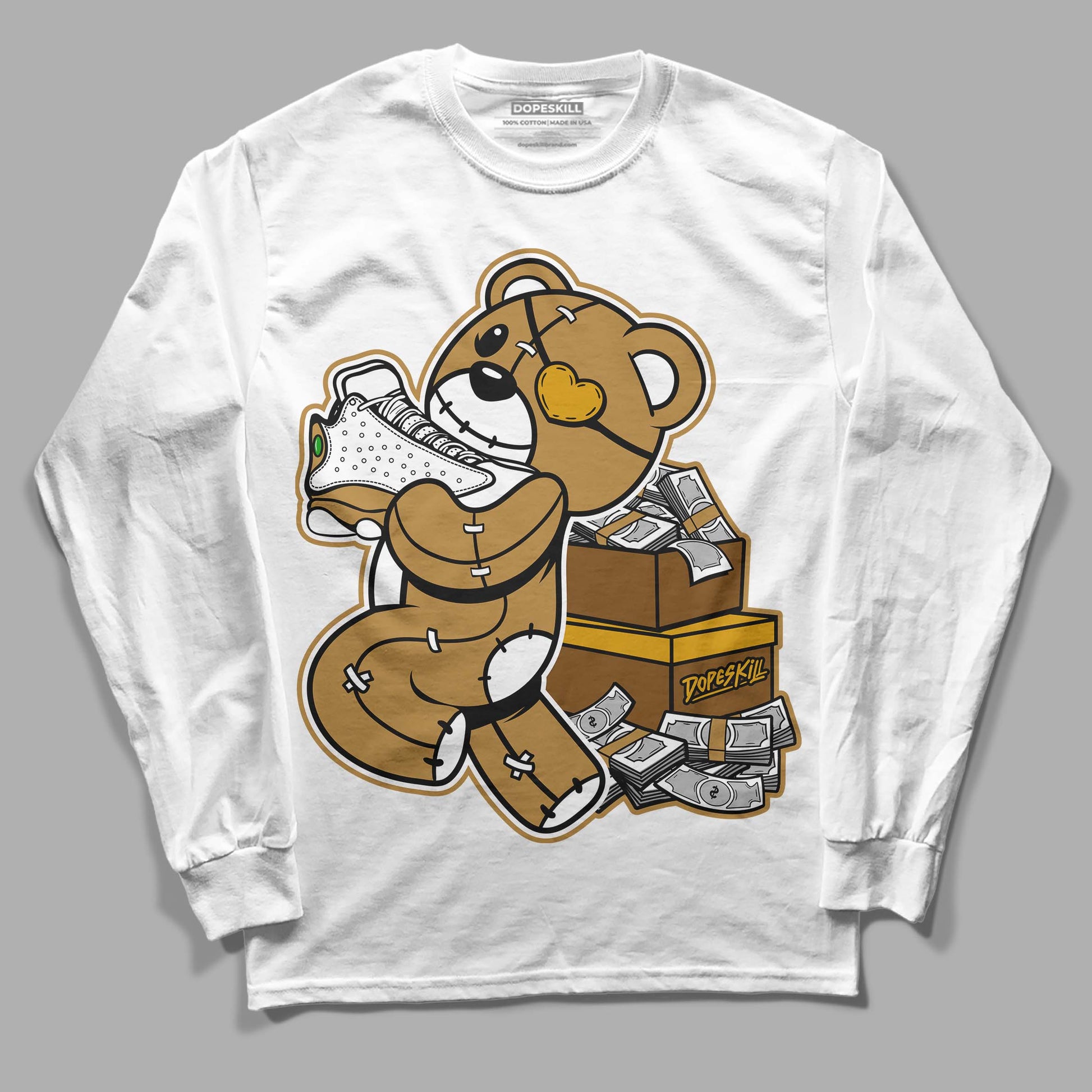 Jordan 13 Wheat 2023 DopeSkill Long Sleeve T-Shirt Bear Steals Sneaker Graphic Streetwear - White 