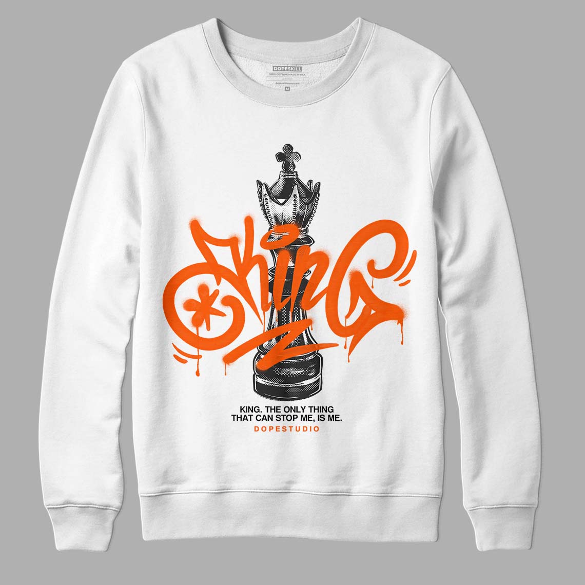 Jordan 12 Retro Brilliant Orange DopeSkill Sweatshirt King Chess Graphic Streetwear - White