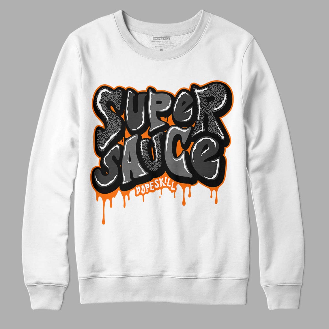 Jordan 3 Retro 'Fear Pack' DopeSkill Sweatshirt Super Sauce Graphic Streetwear - WHite