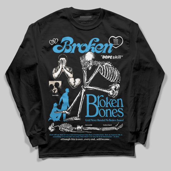 Jordan 1 High OG “UNC” Reimagined DopeSkill Long Sleeve T-Shirt Broken Bones Graphic Streetwear - Black