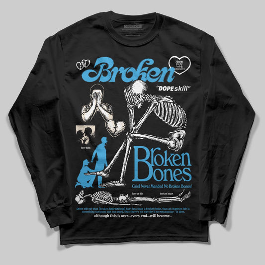 Jordan 1 High OG “UNC” Reimagined DopeSkill Long Sleeve T-Shirt Broken Bones Graphic Streetwear - Black