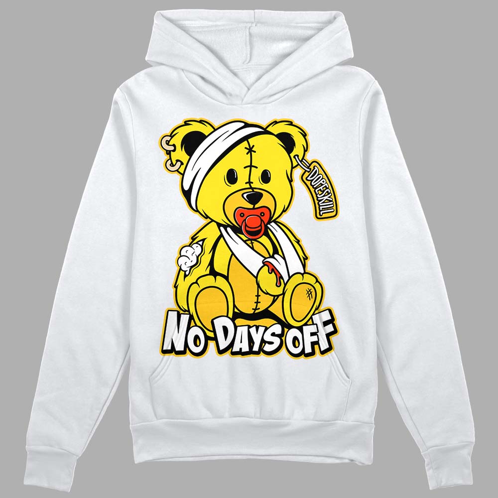 Jordan 4 Retro “Vivid Sulfur” DopeSkill Hoodie Sweatshirt Hurt Bear Graphic Streetwear - White 