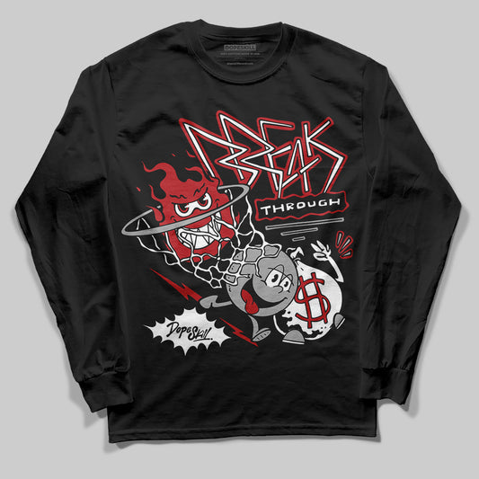 Jordan 12 Retro Flu Game (2025) DopeSkill Long Sleeve T-Shirt Break Through Graphic Streetwear - Black