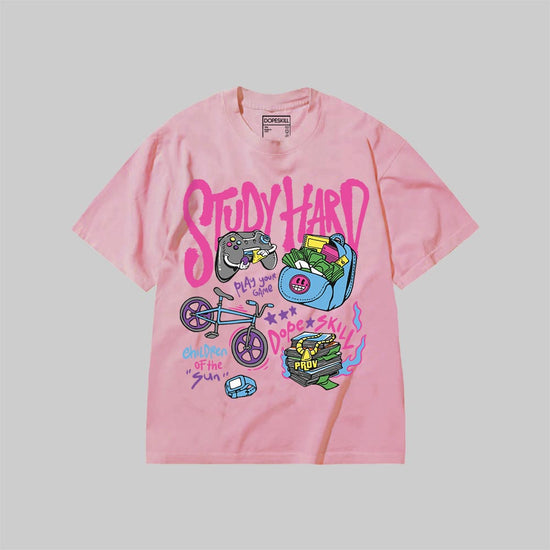 Study Hard DopeSkill Premium T-shirt Streetwear - Blossom