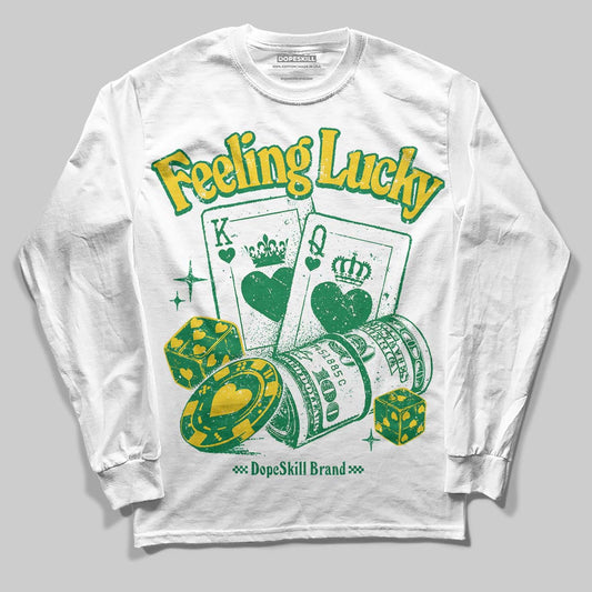 Green Sneakers DopeSkill Long Sleeve T-Shirt Feeling Lucky Graphic Streetwear - White 