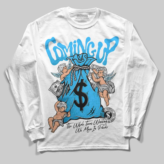 Jordan 2 Low "University Blue" DopeSkill Long Sleeve T-Shirt Money Bag Coming Up Graphic Streetwear - White 