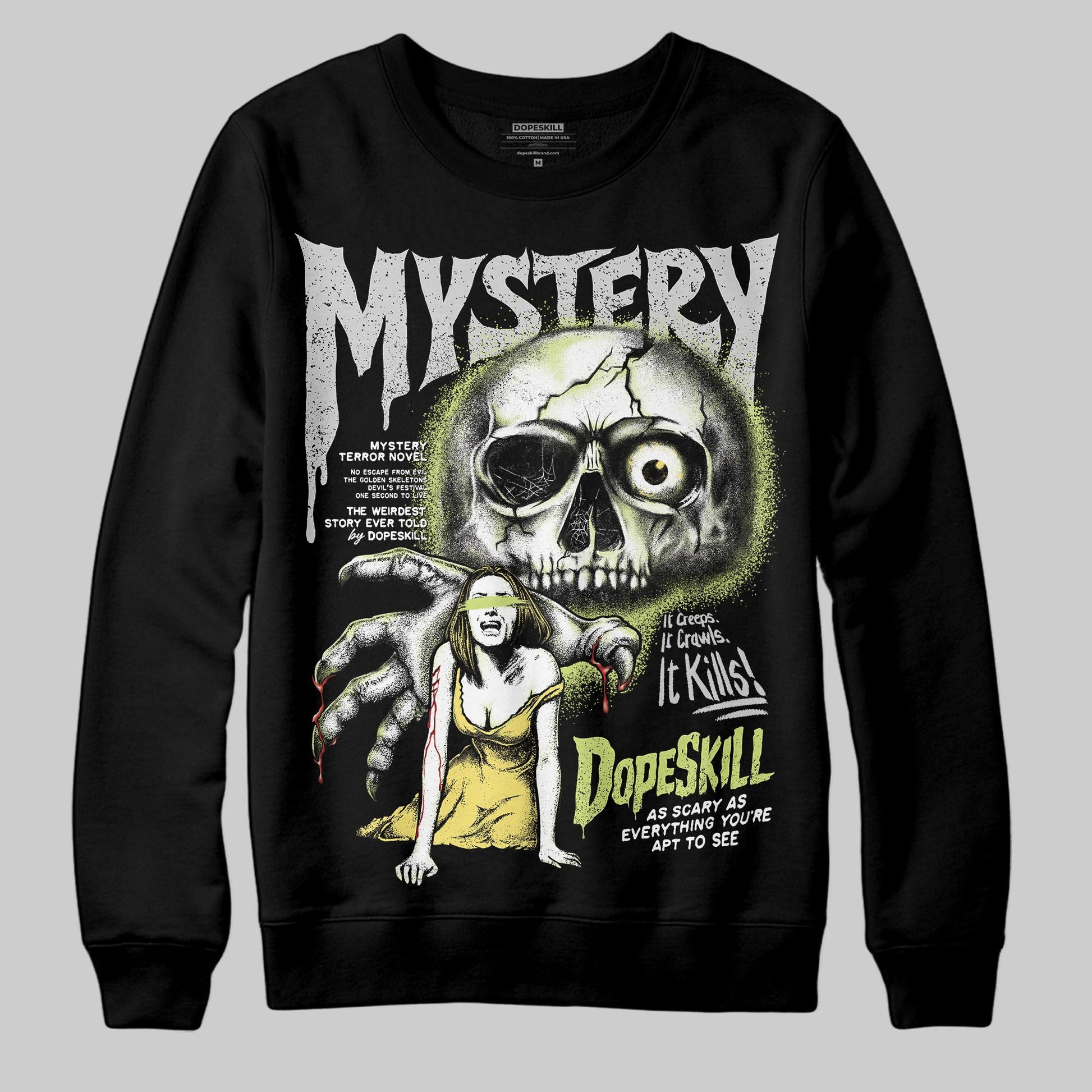 Jordan 4 GS “Light Lemon Twist” DopeSkill Sweatshirt Mystery Ghostly Grasp Graphic Streetwear - Black