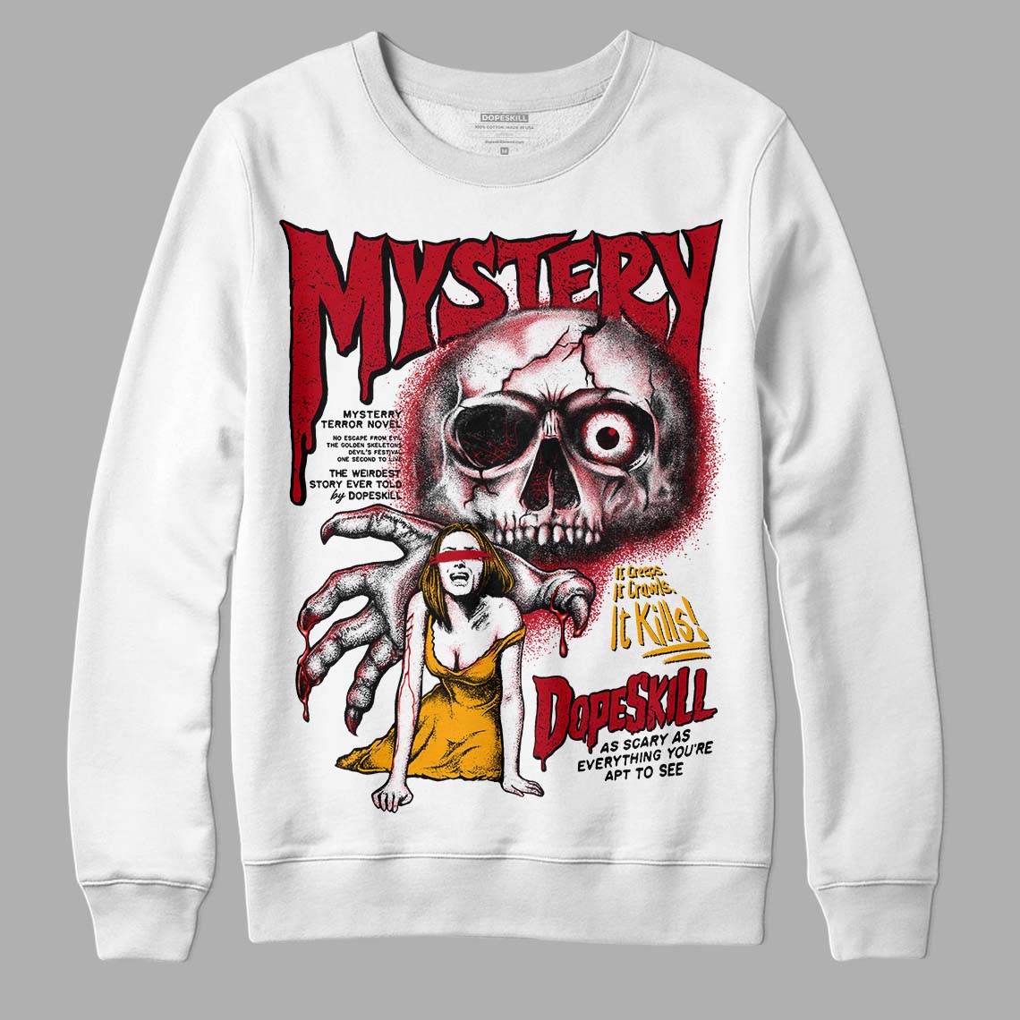 Jordan 7 Retro Cardinal DopeSkill Sweatshirt Mystery Ghostly Grasp Graphic Streetwear - White