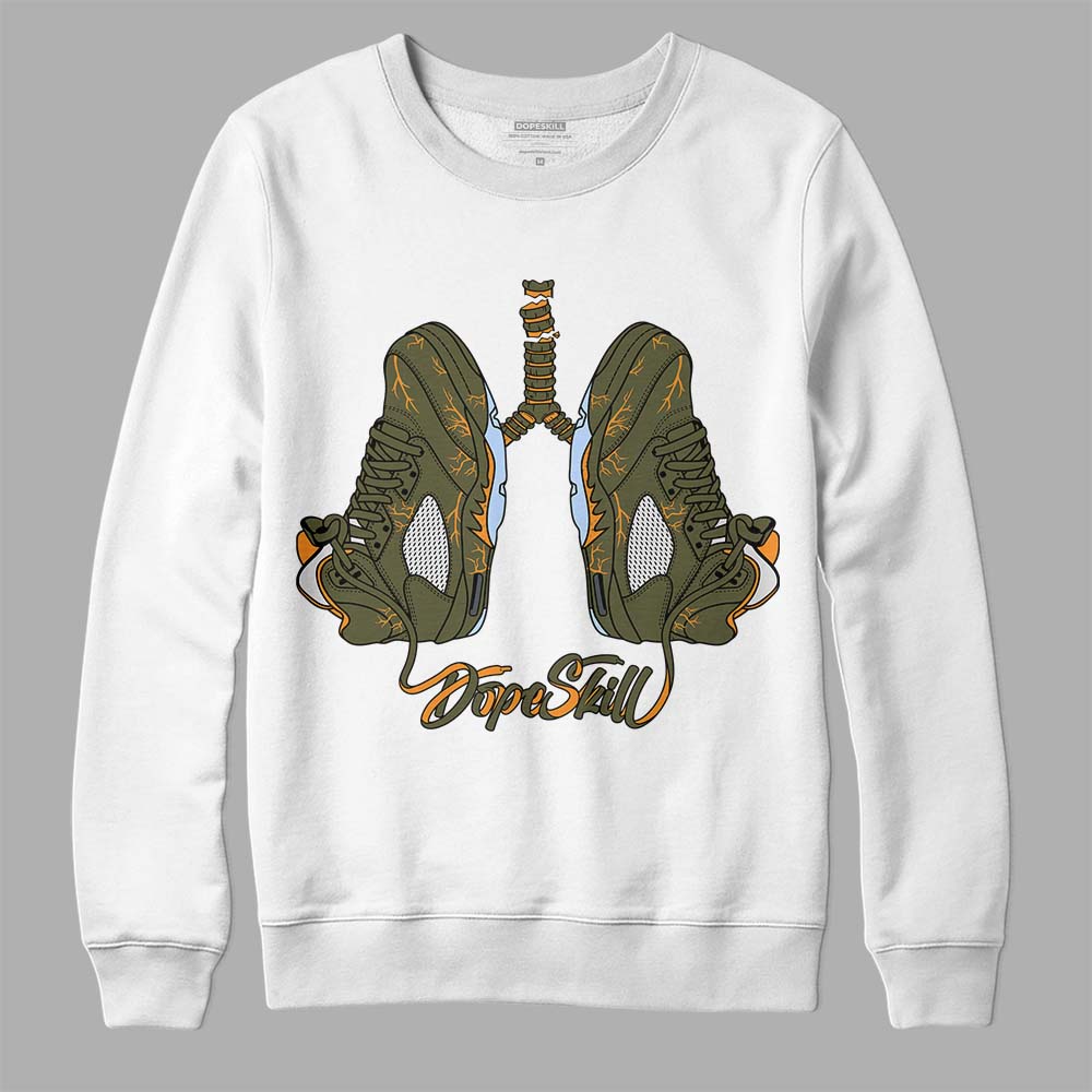 Jordan 5 "Olive" DopeSkill Sweatshirt Breathe Graphic Streetwear - White