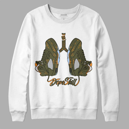 Jordan 5 "Olive" DopeSkill Sweatshirt Breathe Graphic Streetwear - White