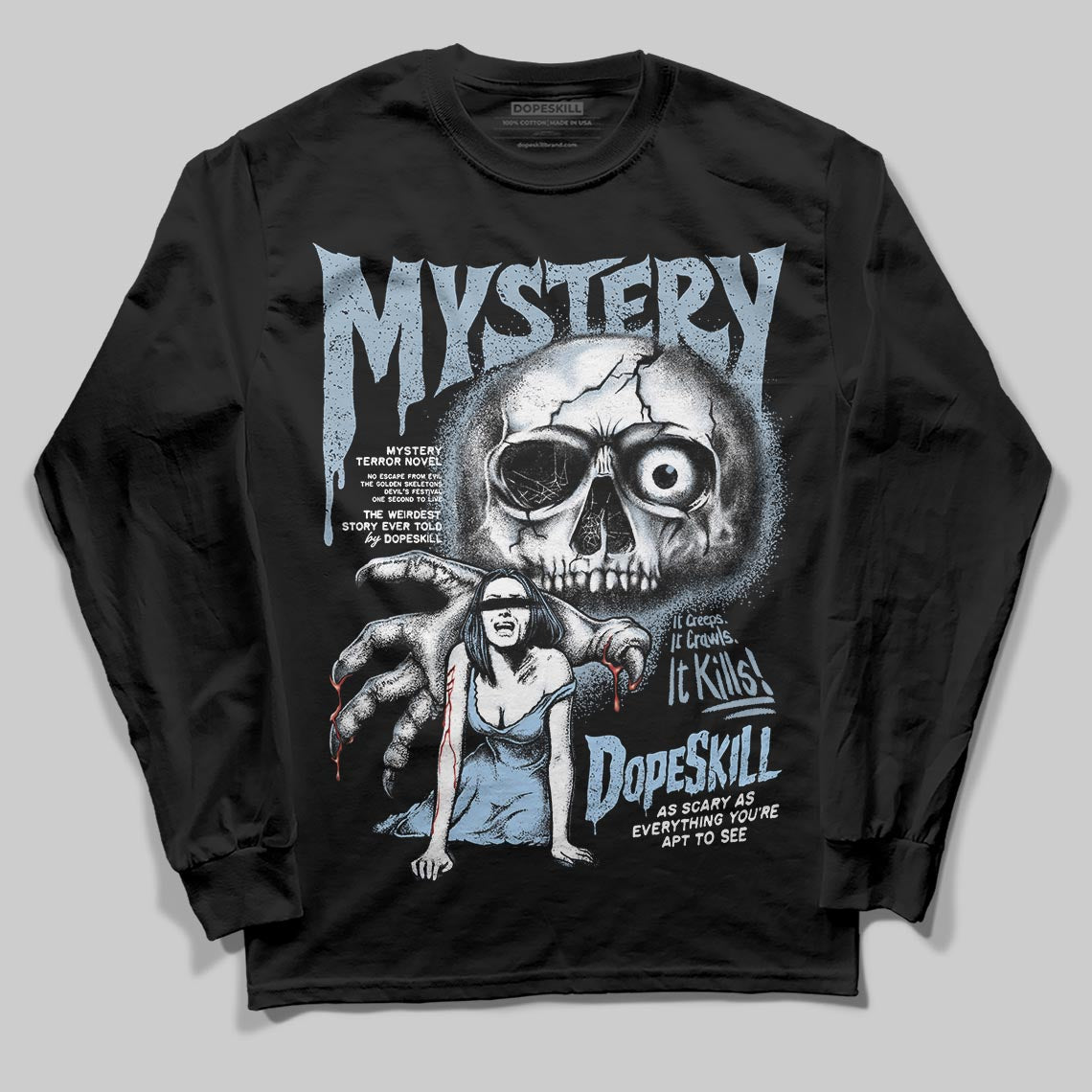 Jordan 40 “Blue Suede” DopeSkill Long Sleeve T-Shirt Mystery Ghostly Grasp Graphic Streetwear - Black