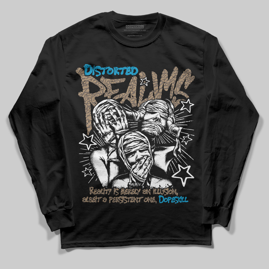 Jordan 3 GS “We Outside” DopeSkill Long Sleeve T-Shirt Distorted Realms Graphic Streetwear - black