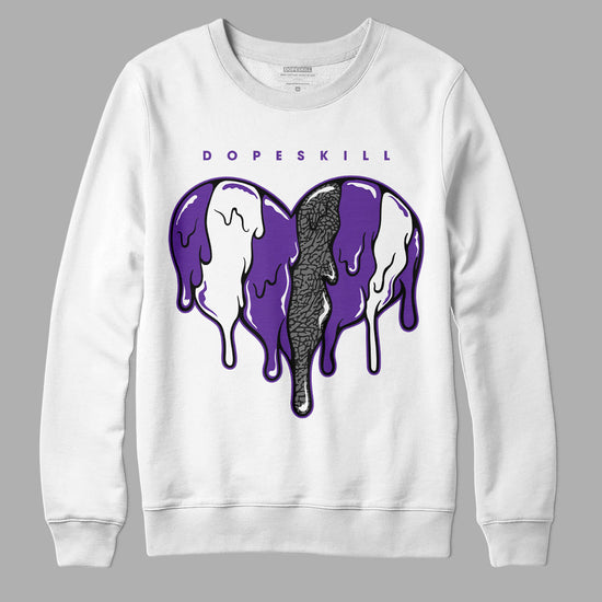 Jordan 3 Dark Iris DopeSkill Sweatshirt Slime Drip Heart Graphic Streetwear - White