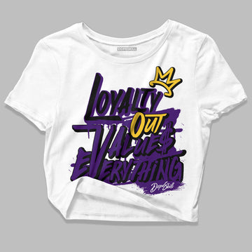 Jordan 12 "Field Purple" DopeSkill Women's Crop Top LOVE Graphic Streetwear - White