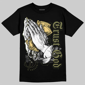 Jordan 4 Retro SE Craft Medium Olive DopeSkill T-Shirt Trust God Graphic Streetwear - Black