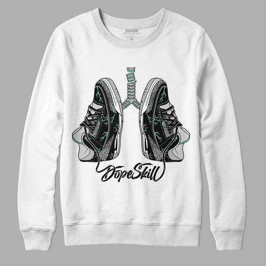 Jordan 3 "Green Glow" DopeSkill Sweatshirt Breathe Graphic Streetwear - White 