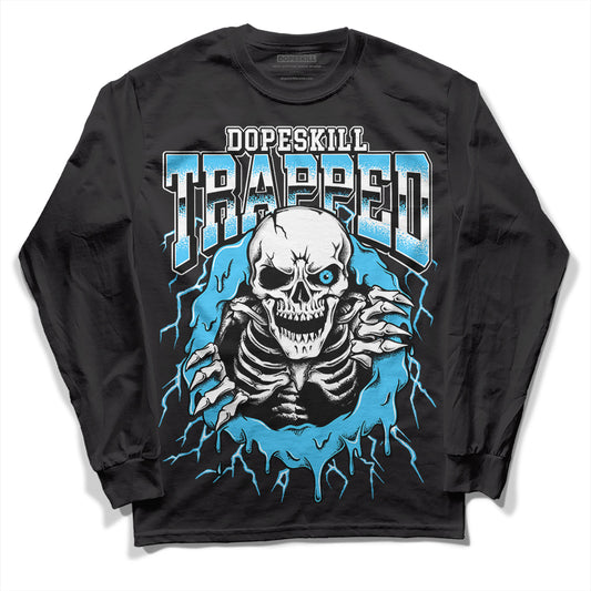 Jordan 13 Retro University Blue DopeSkill Long Sleeve T-Shirt Trapped Halloween Graphic Streetwear - Black