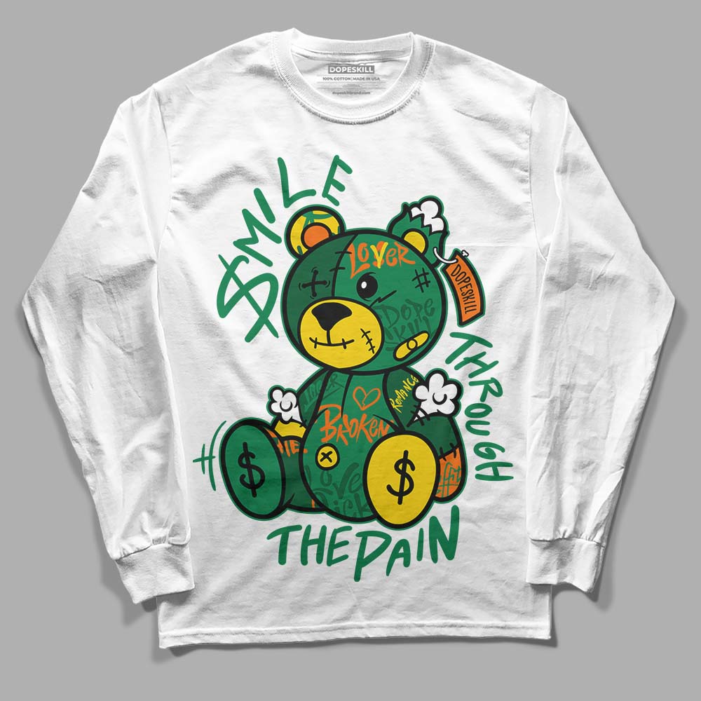 Green Sneakers DopeSkill Long Sleeve T-Shirt Smile Through The Pain Graphic Streetwear - White 