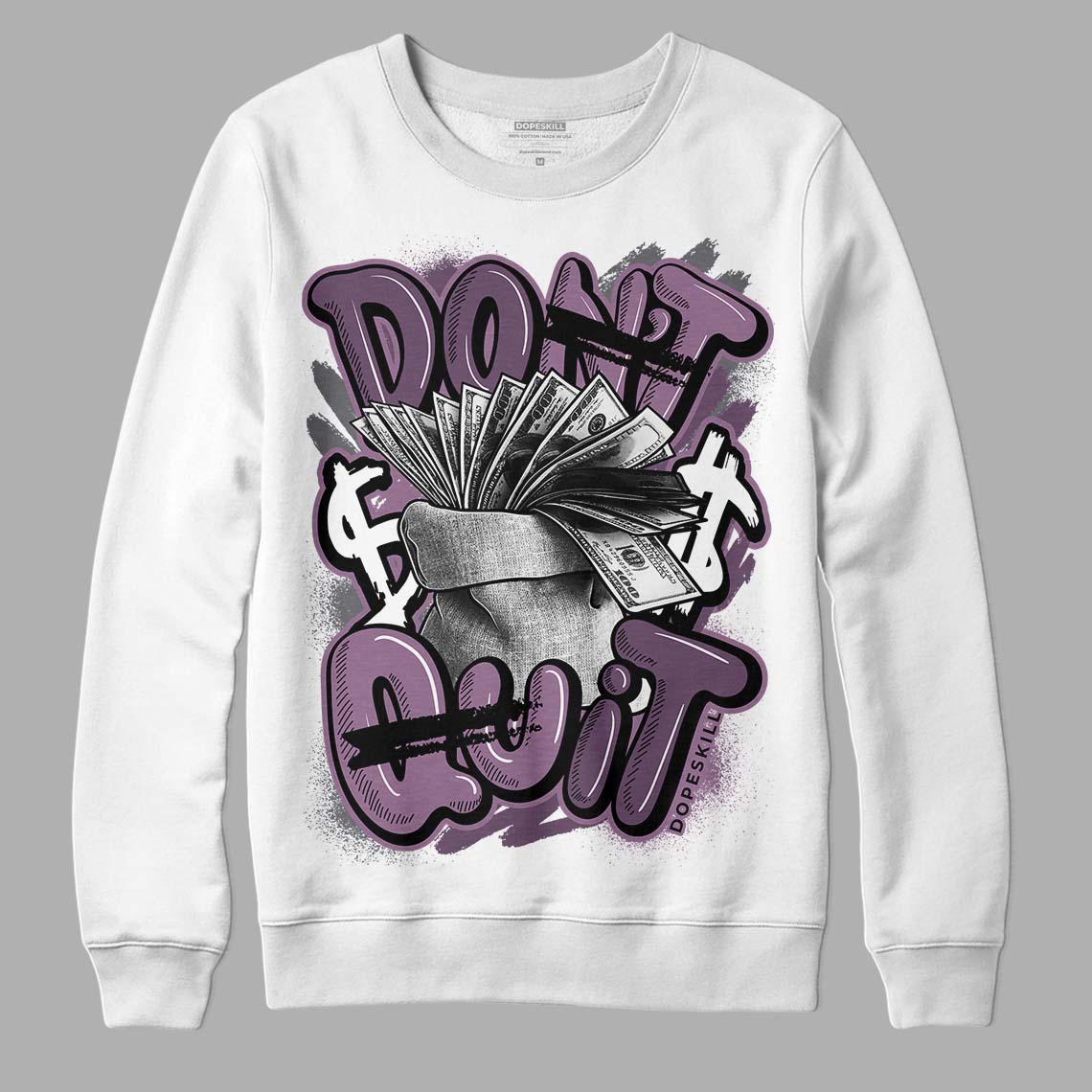 Jordan 2 “Mauve/Off-Noir” DopeSkill Sweatshirt Don't Quit Graphic Streetwear - White 