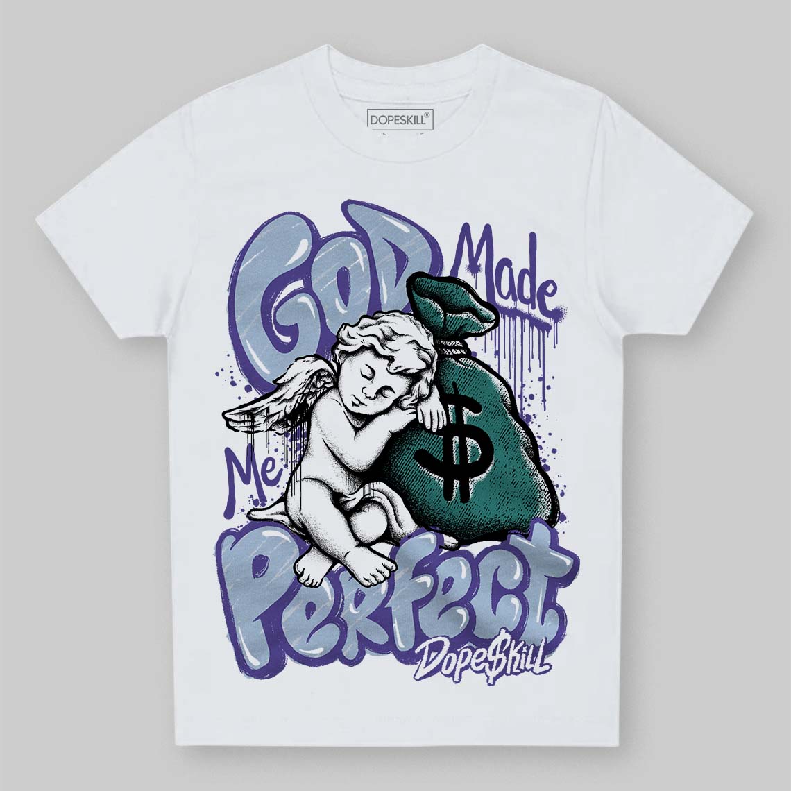 Jordan 5 OG “Grape” DopeSkill Toddler Kids T-shirt God Made Me Perfect Graphic Streetwear - White