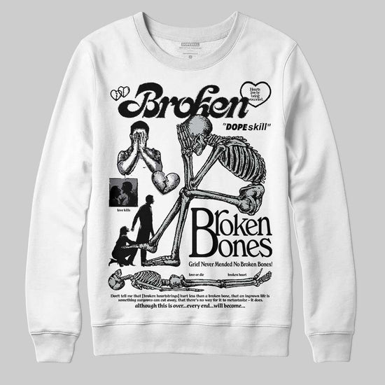 Jordan 4 “Fear” DopeSkill Sweatshirt Broken Bones Graphic Streetwear - White