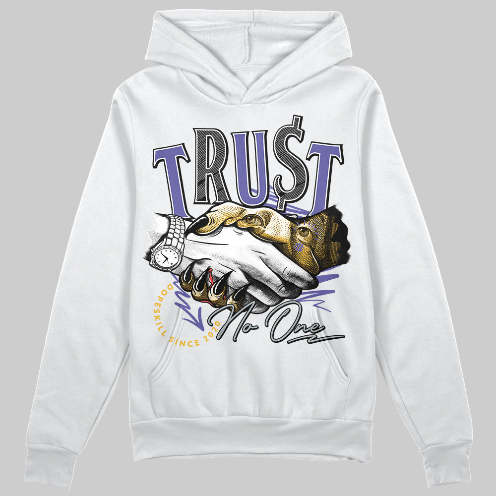 Jordan 4 Retro Lakers DopeSkill Hoodie Sweatshirt Trust No One Graphic Streetwear - White