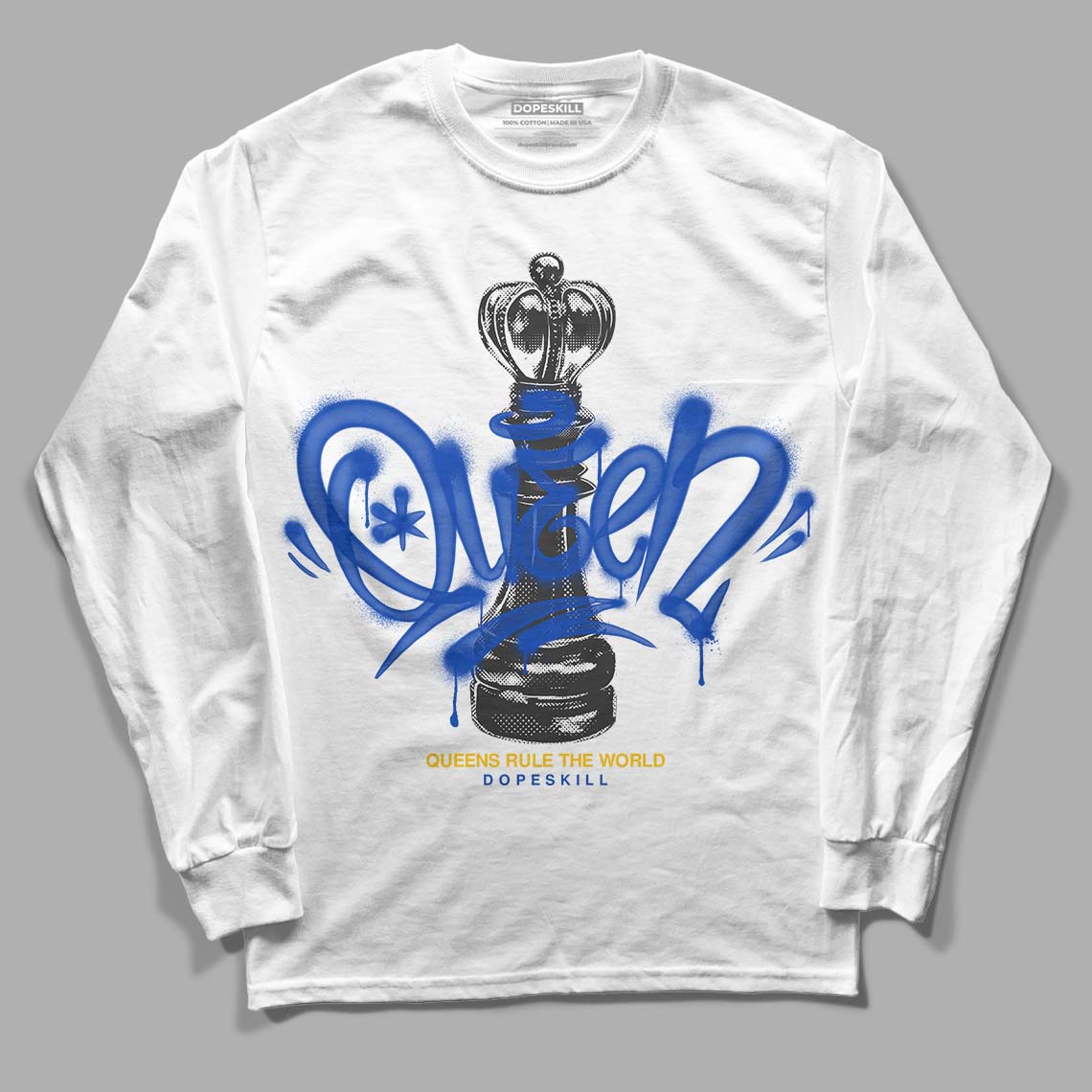 Jordan 14 “Laney” DopeSkill Long Sleeve T-Shirt Queen Chess Graphic Streetwear - White