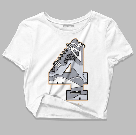 Jordan 4 Retro Frozen Moments DopeSkill Women's Crop Top No.4 Graphic Streetwear - White 