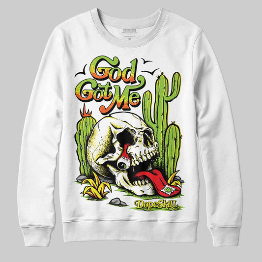 Neon Green Sneakers DopeSkill Sweatshirt God Got Me Graphic Streetwear - White