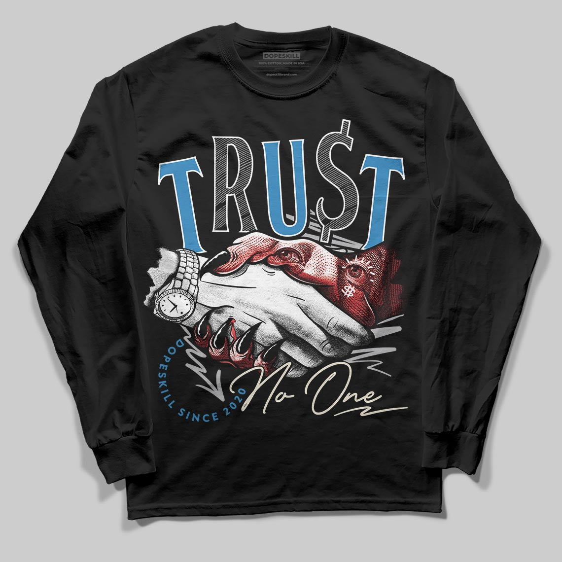 Jordan 3 Retro OG Rare Air DopeSkill Long Sleeve T-Shirt Trust No One Graphic Streetwear - black