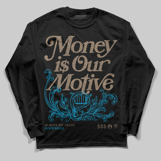 Jordan 3 GS “We Outside” DopeSkill Long Sleeve T-Shirt Money Is Our Motive Typo Graphic Streetwear - Black
