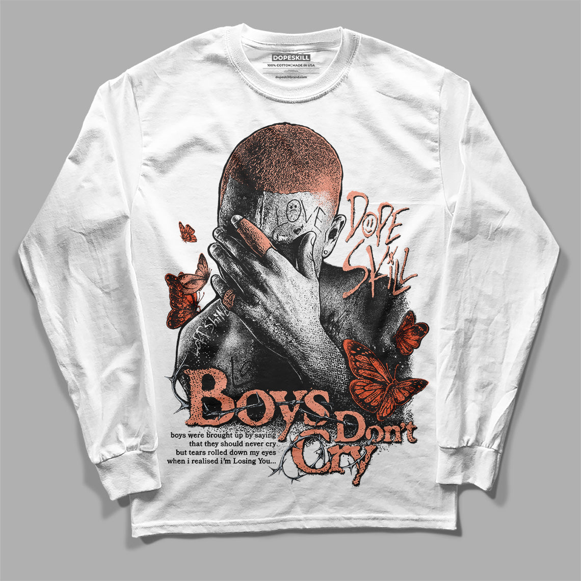 DJ Khaled x Jordan 5 Retro ‘Crimson Bliss’ DopeSkill Long Sleeve T-Shirt Boys Don't Cry Graphic Streetwear  - White 