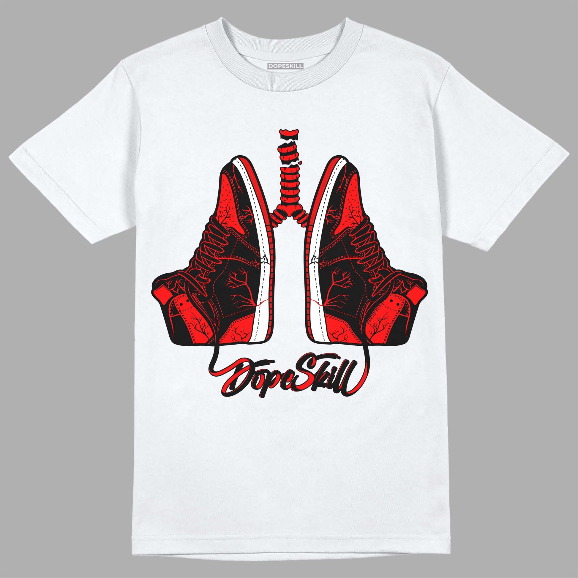 Jordan 1 Retro High OG "Satin Bred" DopeSkill T-Shirt Breathe Graphic Streetwear - White 