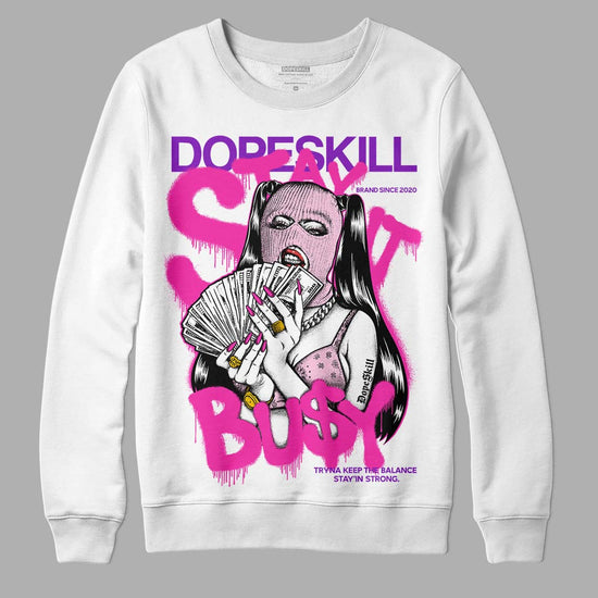 Pink Sneakers DopeSkill Sweatshirt Stay It Busy Graphic Streetwear - White