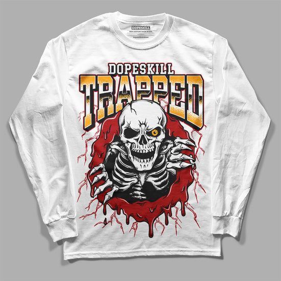 Jordan 7 Retro Cardinal DopeSkill Long Sleeve T-Shirt Trapped Halloween Graphic Streetwear  - White 